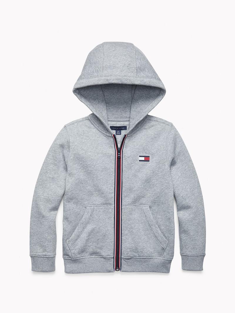 Fiú Tommy Hilfiger Flag Hoodies Szürke | HU 2104XYU